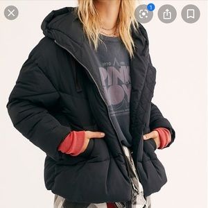 Free People L Puffer Jacket Black